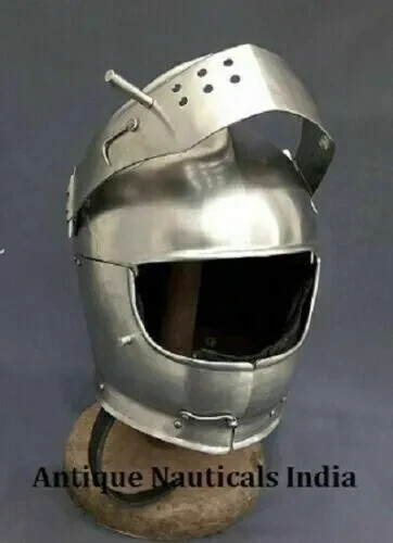 New Sliver Medieval Italian Armet helmet SCA LARP Fantasy Helmet Knight Armor