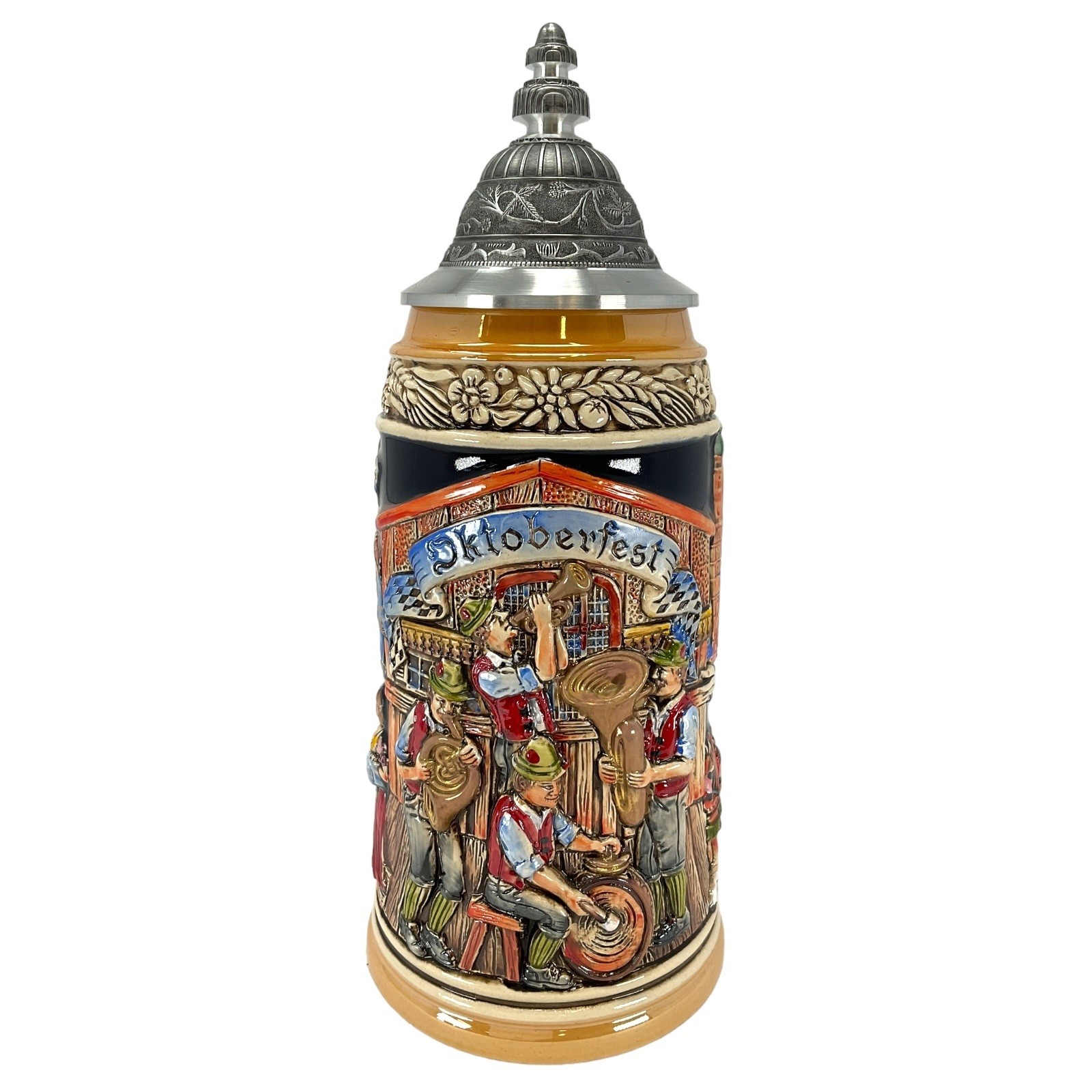 Munich Oktoberfest Musicians with People Drinking Beer LE German Beer Stein 1 L