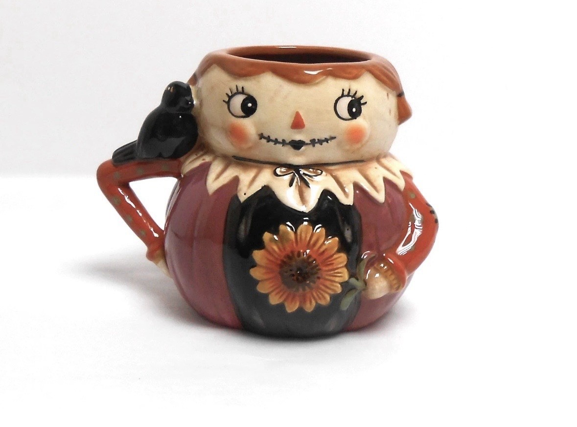 🧡🤎New Johanna Parker Nostalgia Fall Ceramic Scarecrow Girl Mug