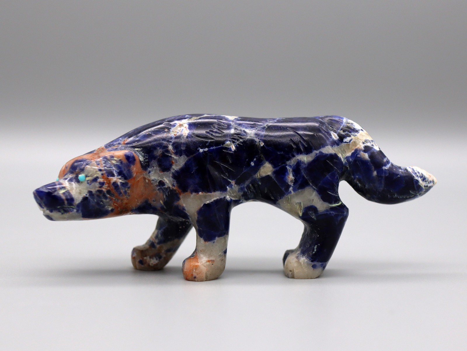 Cody Nastacio Attributed Sodalite Zuni Wolf Fetish Illegibly Signed
