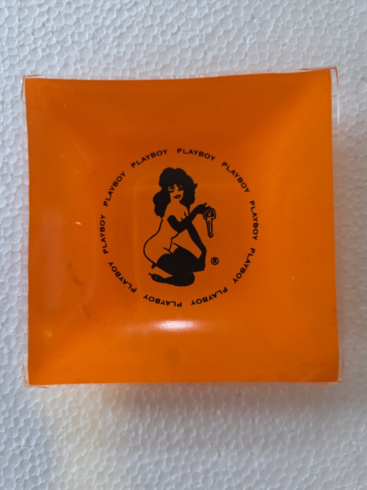 Vintage 1960's The Playboy Club Orange Glass Ashtray Collectible