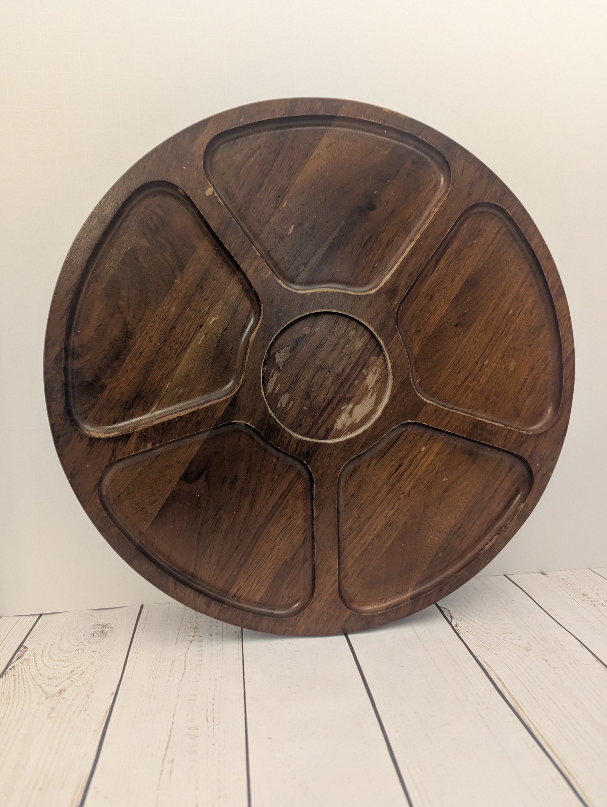 Vtg Vermillion Lazy Susan Solid Walnut 14.75\ Vtg Vermillion Lazy Susan Solid Walnut 14.75\