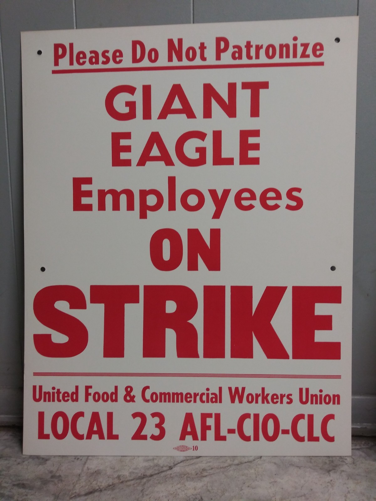 Vintage Picket Strike Sign Poster Pittsburgh 60's Letterpress Giant Eagle Food Vintage Picket Strike Sign Poster Pittsburgh 60's Letterpress Giant Eagle Food