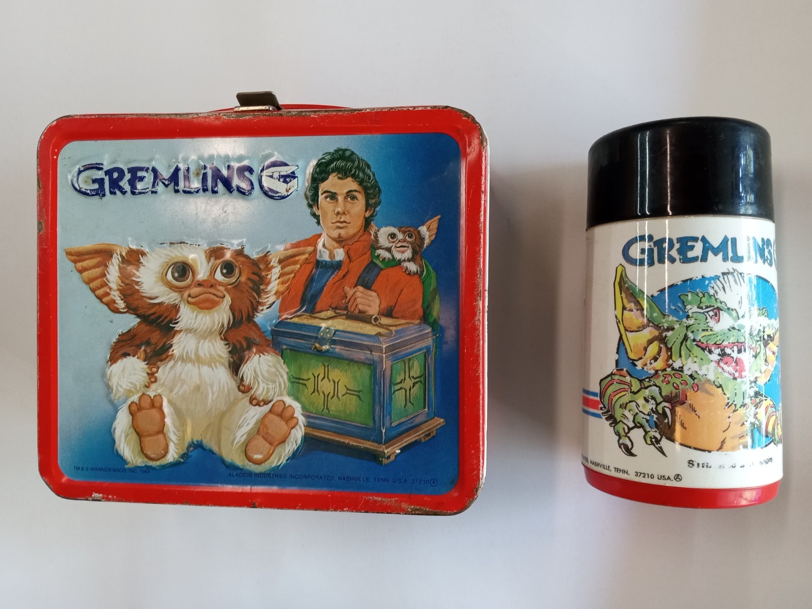 Vtg 1984 Aladdin Gremlins Metal Lunchbox with Thermos