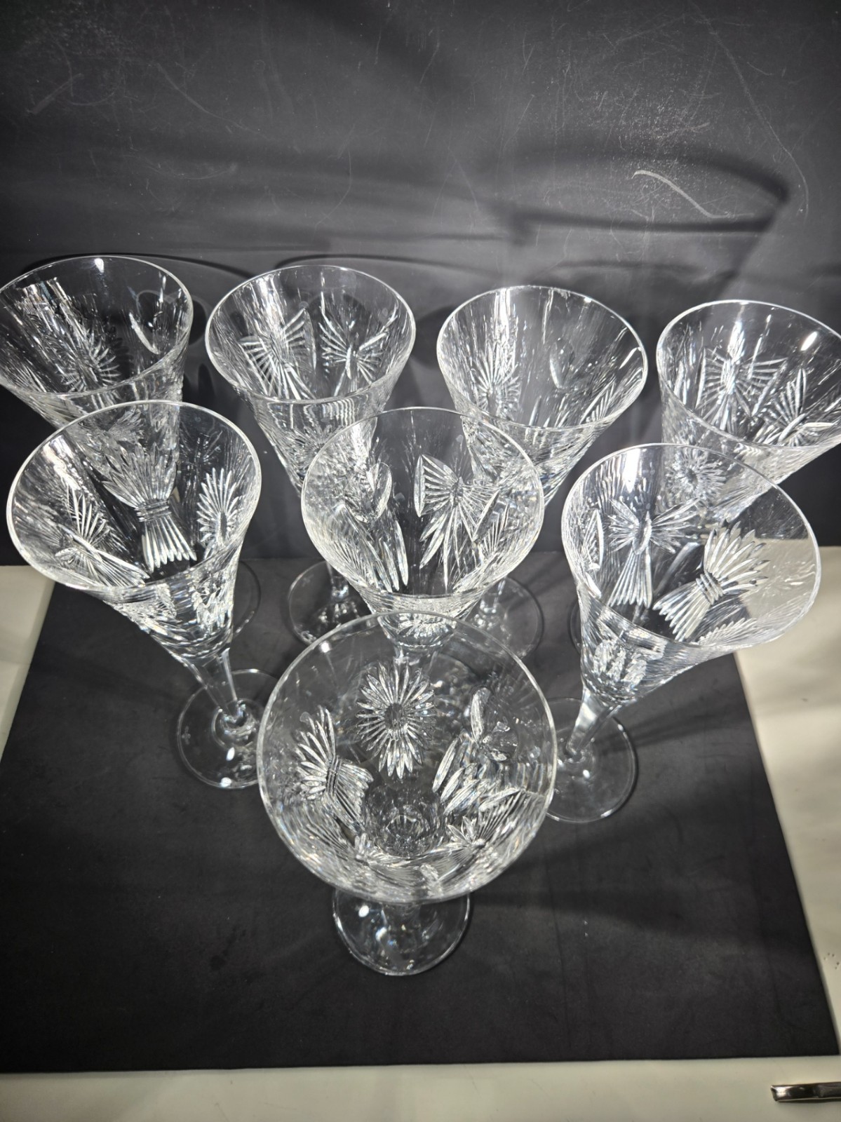 Set/8 Waterford Crystal HAPPINESS Millennium Series 9-1/4\