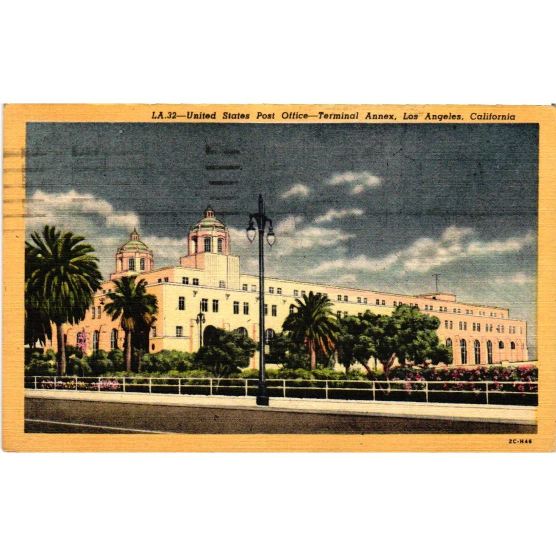Vintage 1954 Los Angeles US Post Office Terminal Annex Linen Postcard LA32 2CH46