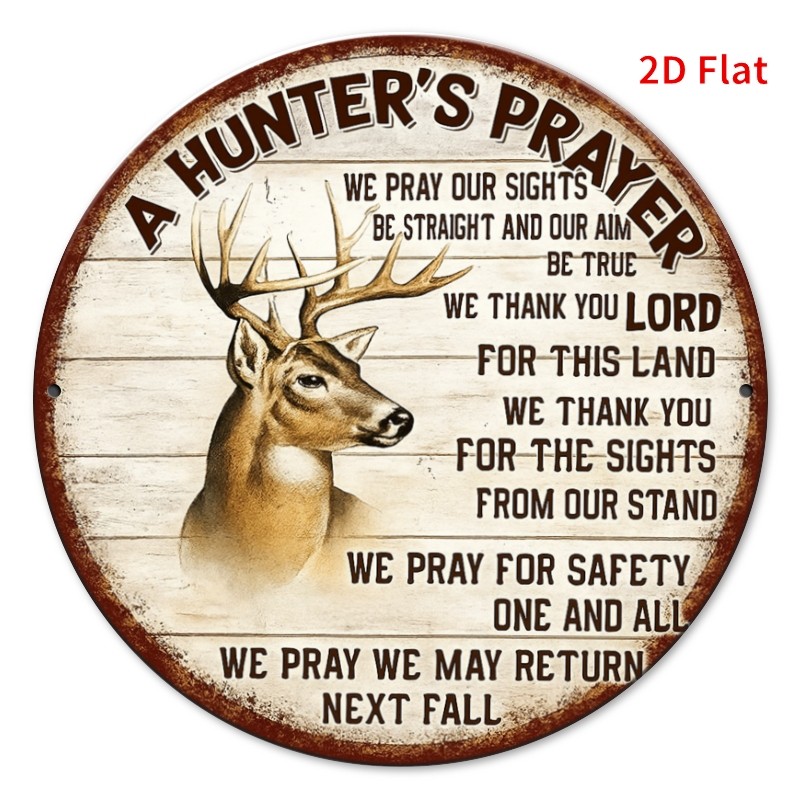 Hunter\'S Prayer Deer Hunting with Prayer Tin Metal Signs Home Décor 8x8 