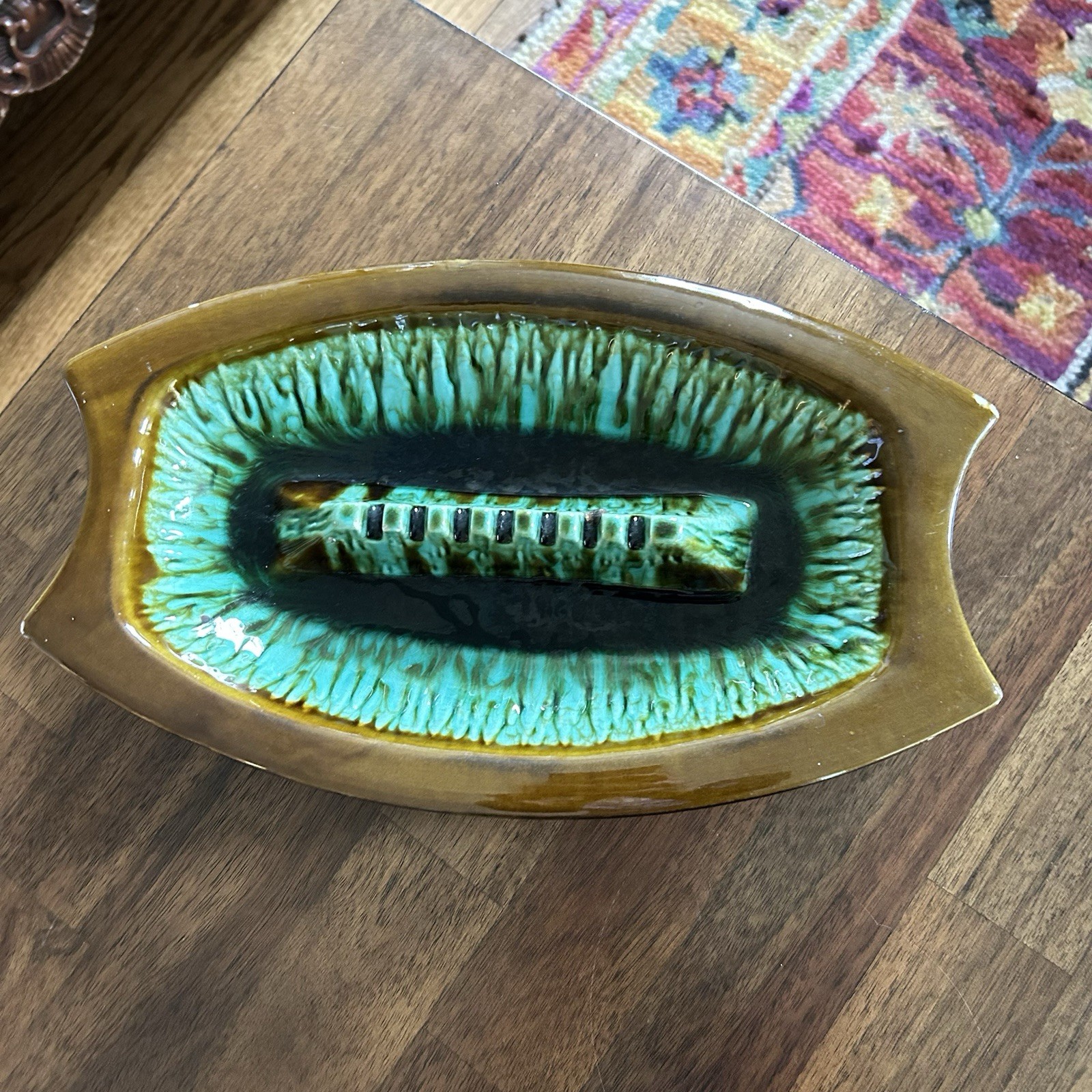 Vintage MCM California Pottery WD609 Drip Glaze Atomic Ashtray 70s Hippie
