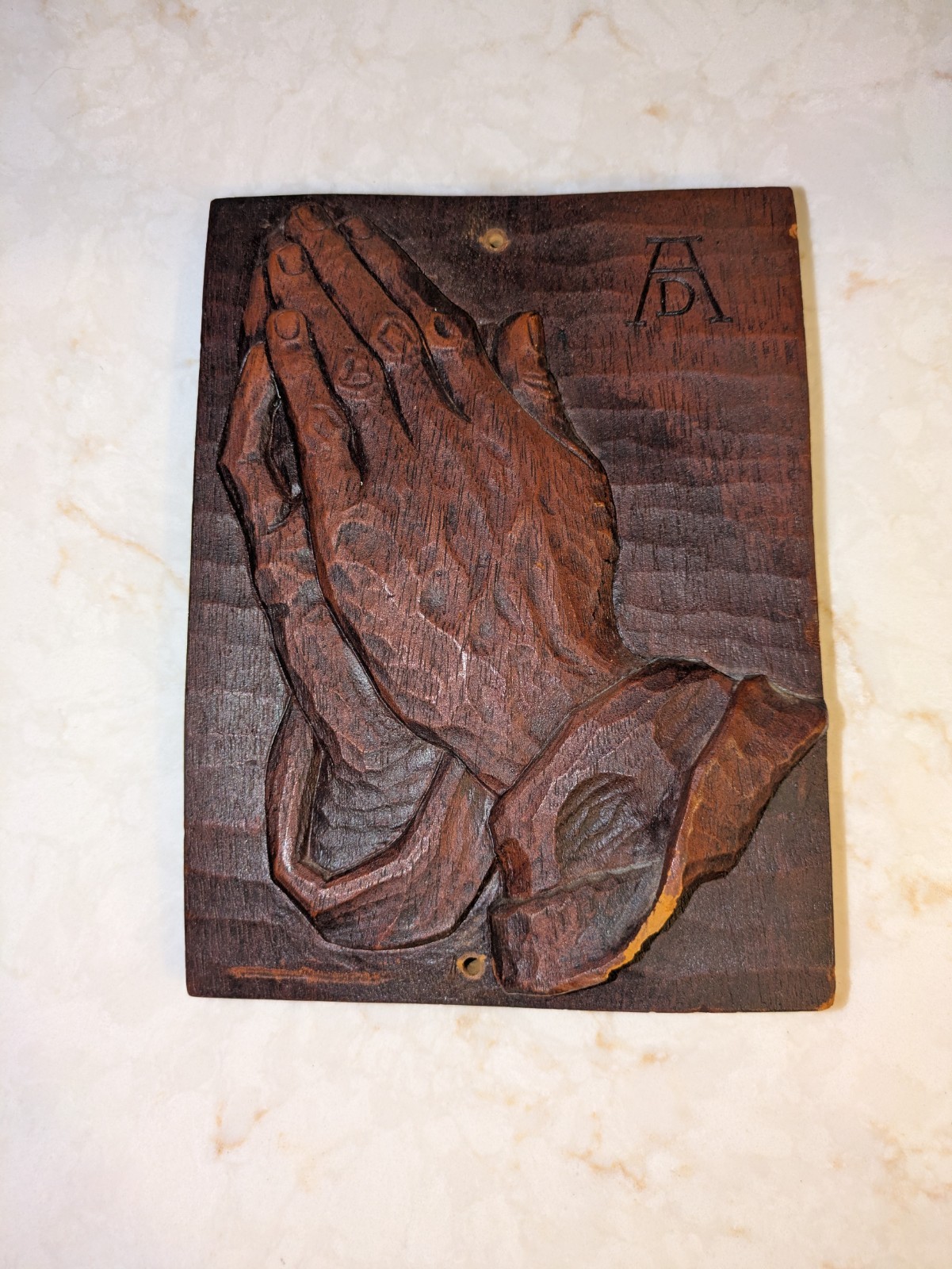 Vintage Hand Carved Wooden Wall Plaque of Albrecht Dürer's Praying Hands (8x6 Vintage Hand Carved Wooden Wall Plaque of Albrecht Dürer's Praying Hands (8x6