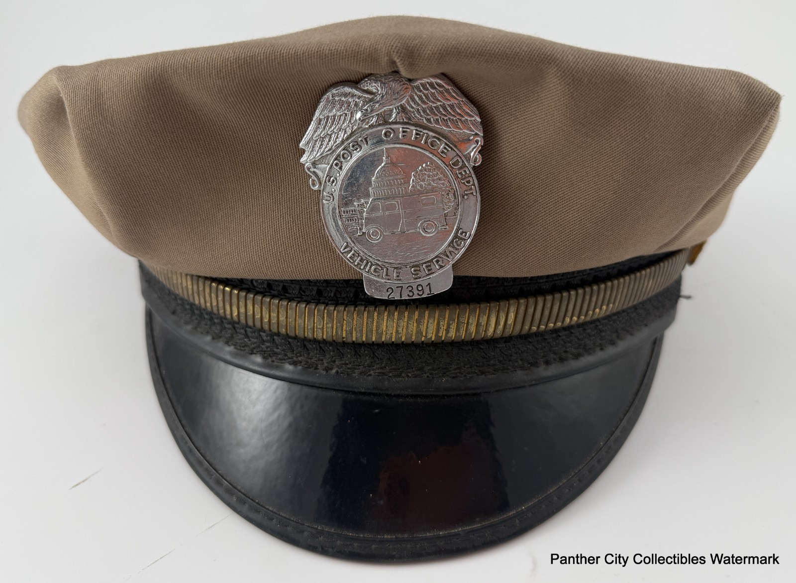Vintage 1950s U.S. Post Office Uniform Cap Visor Vehicle Service Badge Vintage 1950s U.S. Post Office Uniform Cap Visor Vehicle Service Badge