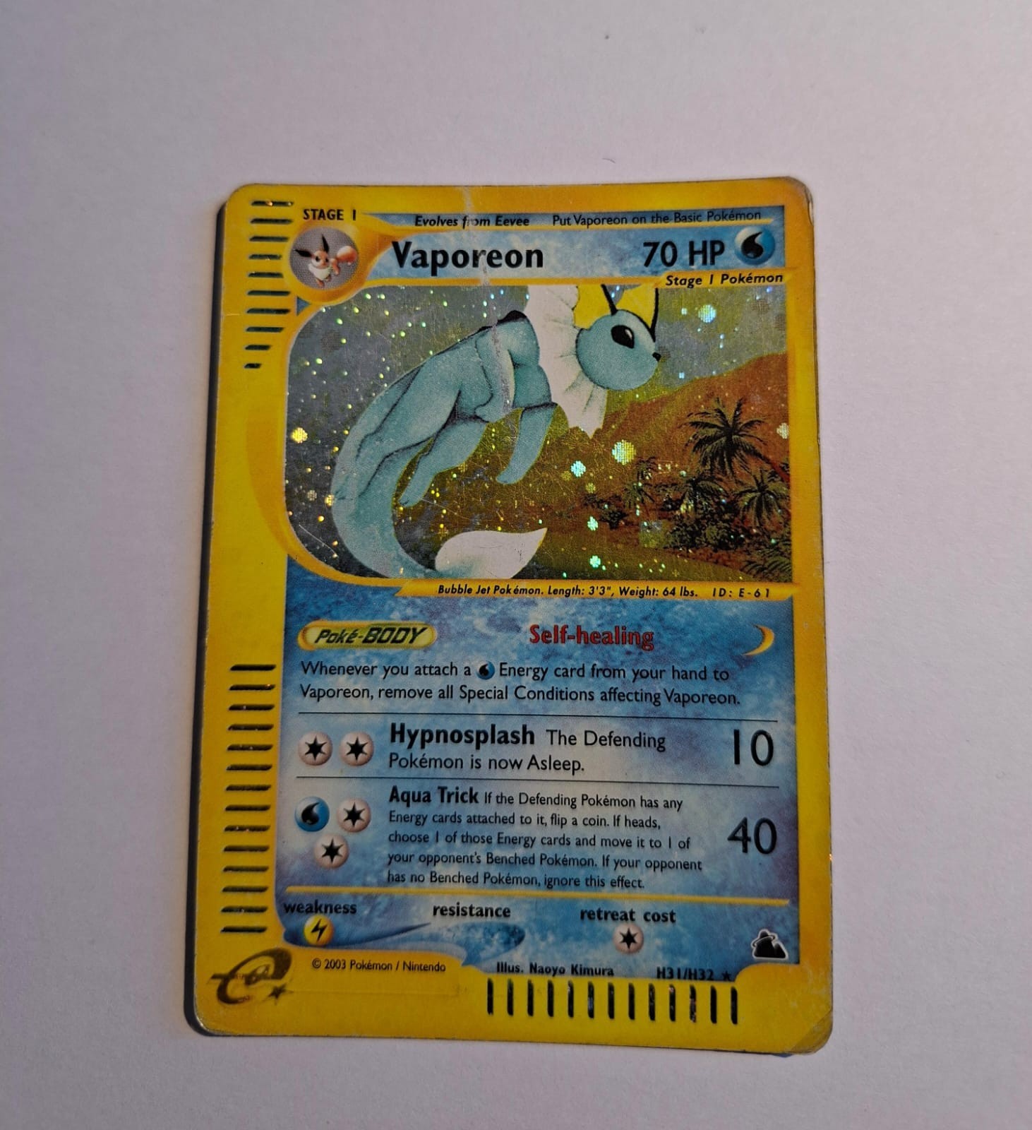 2003 Skyridge Vaporeon Holo Foil Rare H31/H32 E-Reader Pokemon H31/H