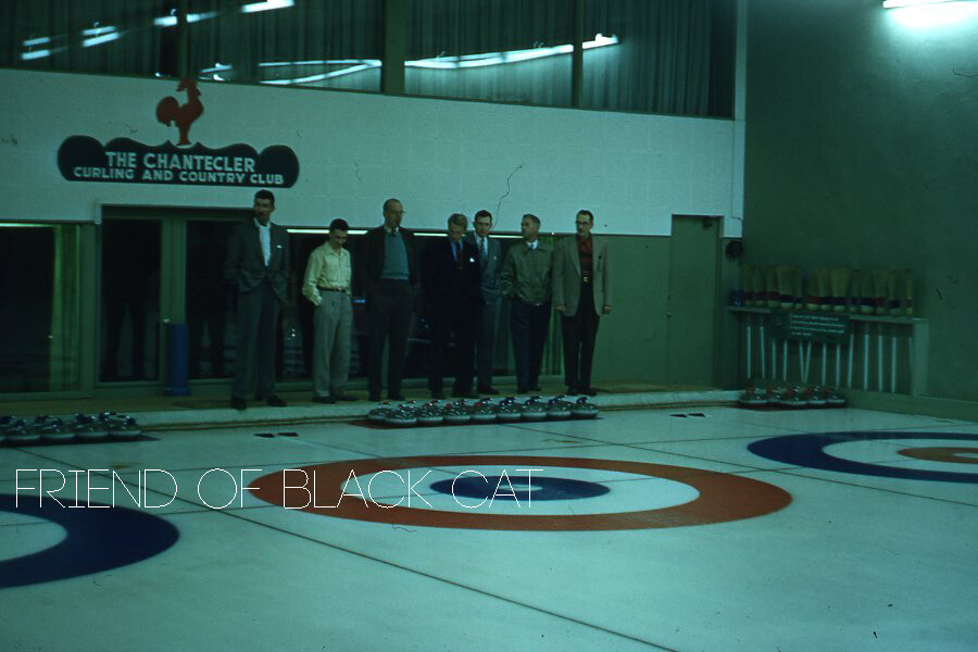 1950s Kodachrome Red Border Slide Chantecler Curling and Curling Club Quebec