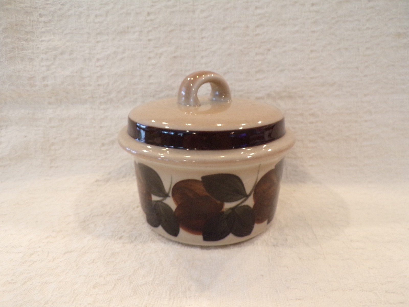 Vintage Mod Arabia Finland Ruija Glazed Stoneware Sugar Bowl With Lid