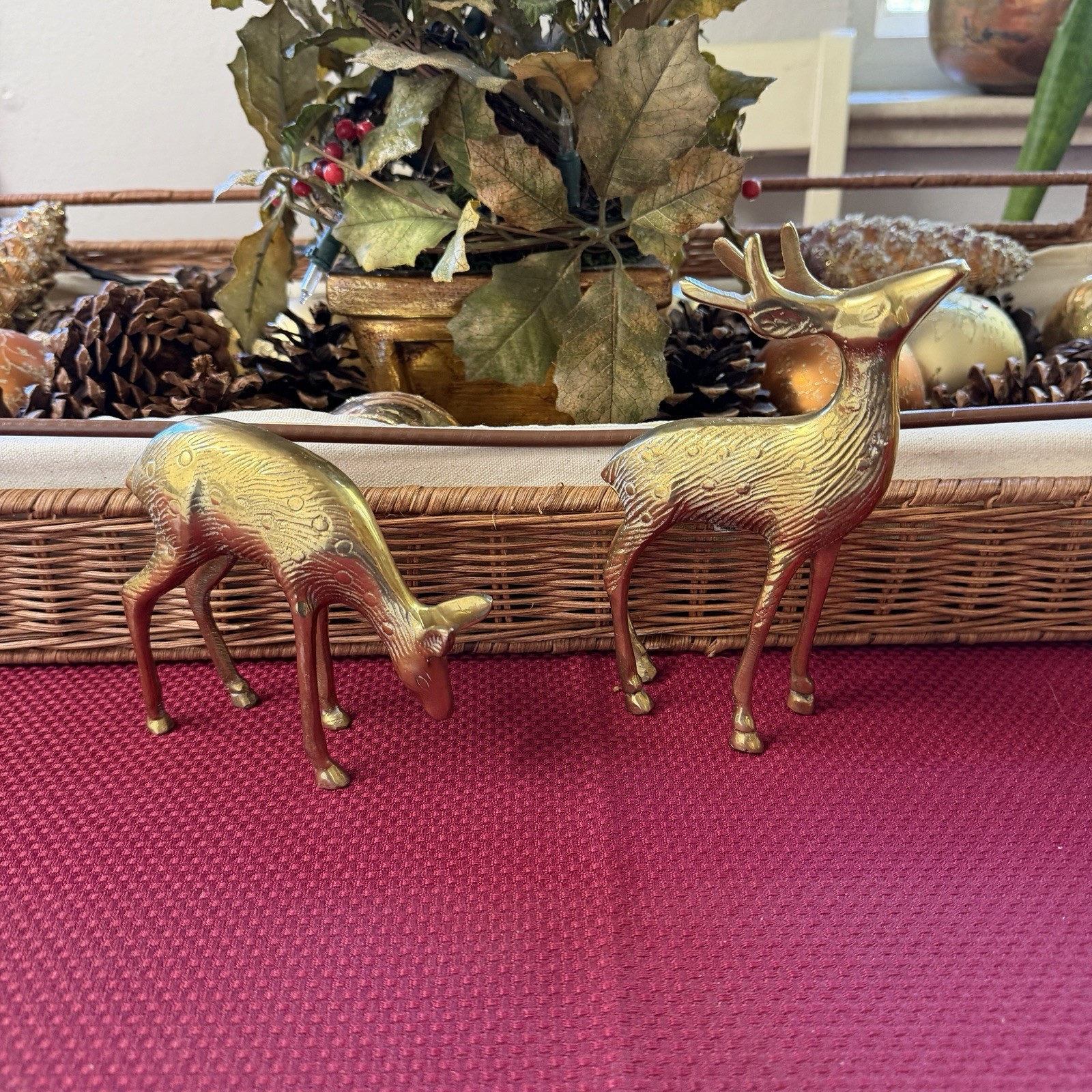 Vintage 5” Solid Brass Deer Set Pair Buck And Doe Figurines Vintage 5” Solid Brass Deer Set Pair Buck And Doe Figurines
