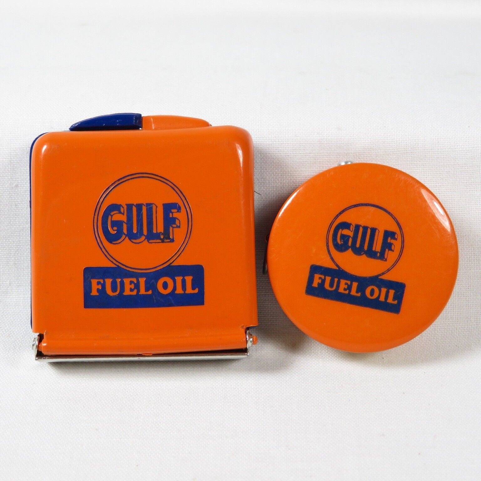 Vintage Gulf Fuel Oil Advertising Tape Measure & Wire Brush Pocket Size
