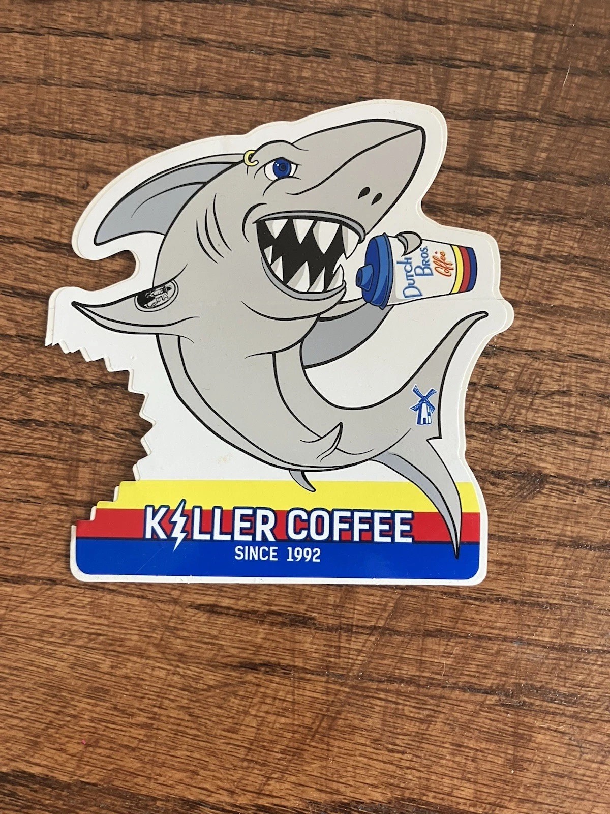 Dutch Bros Killer Coffee Shark Sticker Vintage HTF Rare Old Style