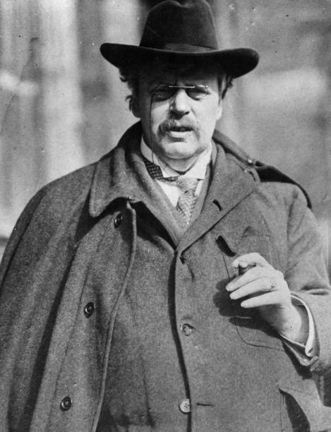 Author G K Chesterton his familiar outfit of broad-brimmed hat clo- Old Photo