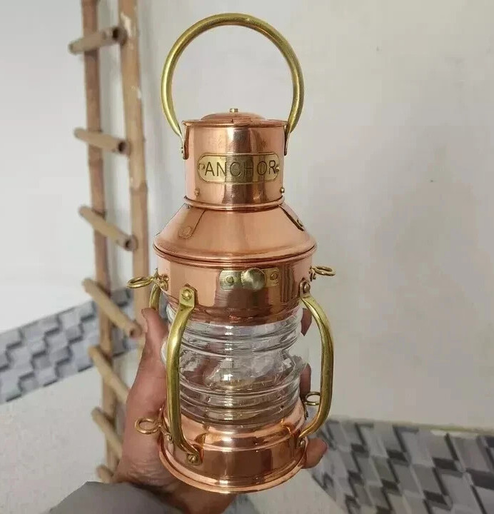 Ship Lamp Copper Brass Oil Lantern Nautical Maritime Collectible Home Decorative