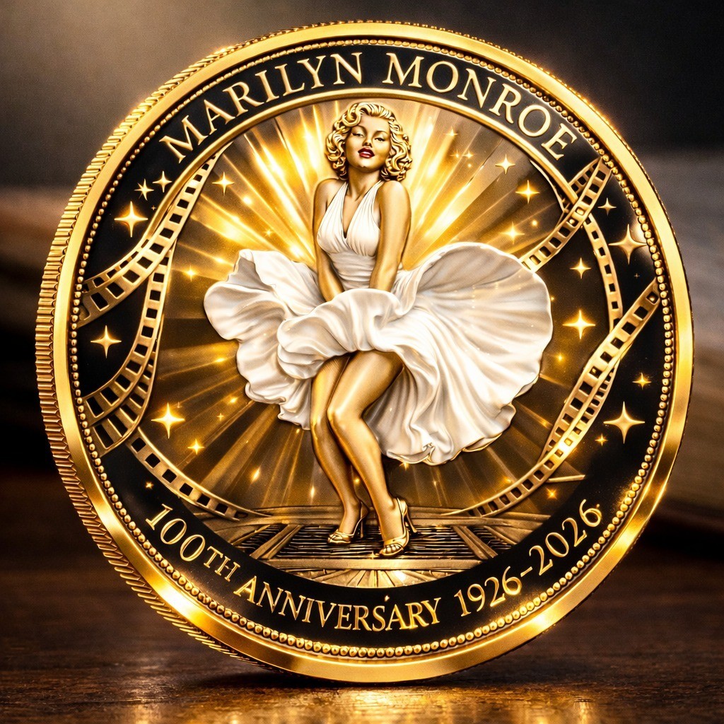 Marilyn Monroe 100th Anniversary Coin 1926-2026 Commemorative Gold Plated Medal