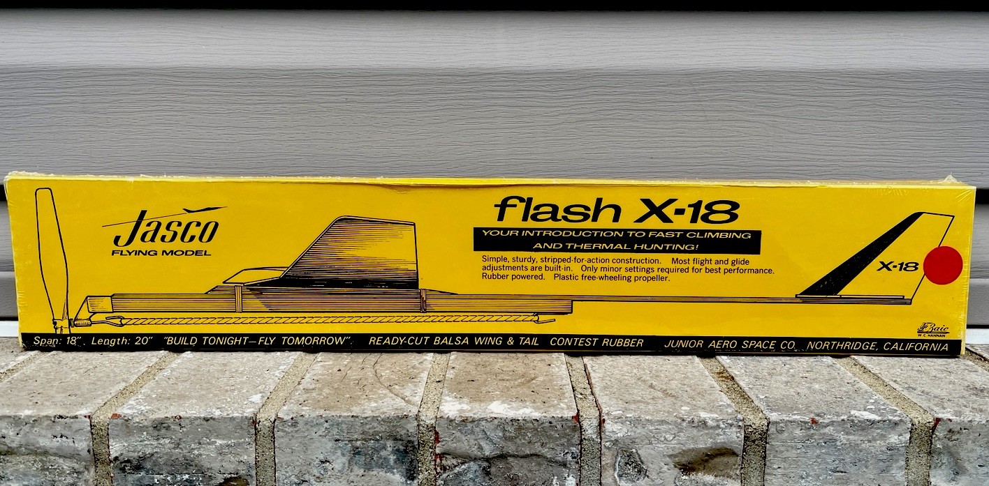 Vintage FLASH X-18 Flying Model Airplane by JASKO In Original (Warped Box ) Vintage FLASH X-18 Flying Model Airplane by JASKO In Original (Warped Box )
