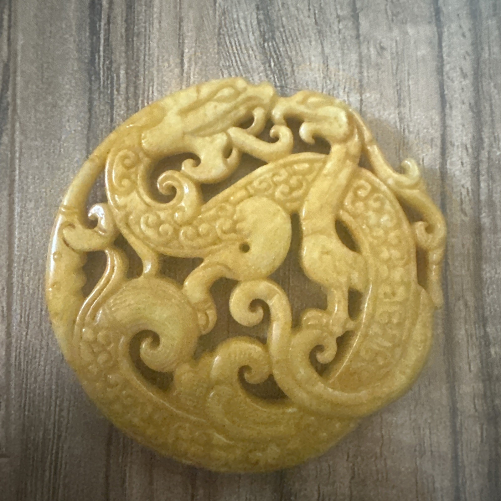 Chinese Nephrite Jade: Dragon W/ Phoenix~ 2Faces~Beautiful Hand Carved Pendant Chinese Nephrite Jade: Dragon W/ Phoenix~ 2Faces~Beautiful Hand Carved Pendant