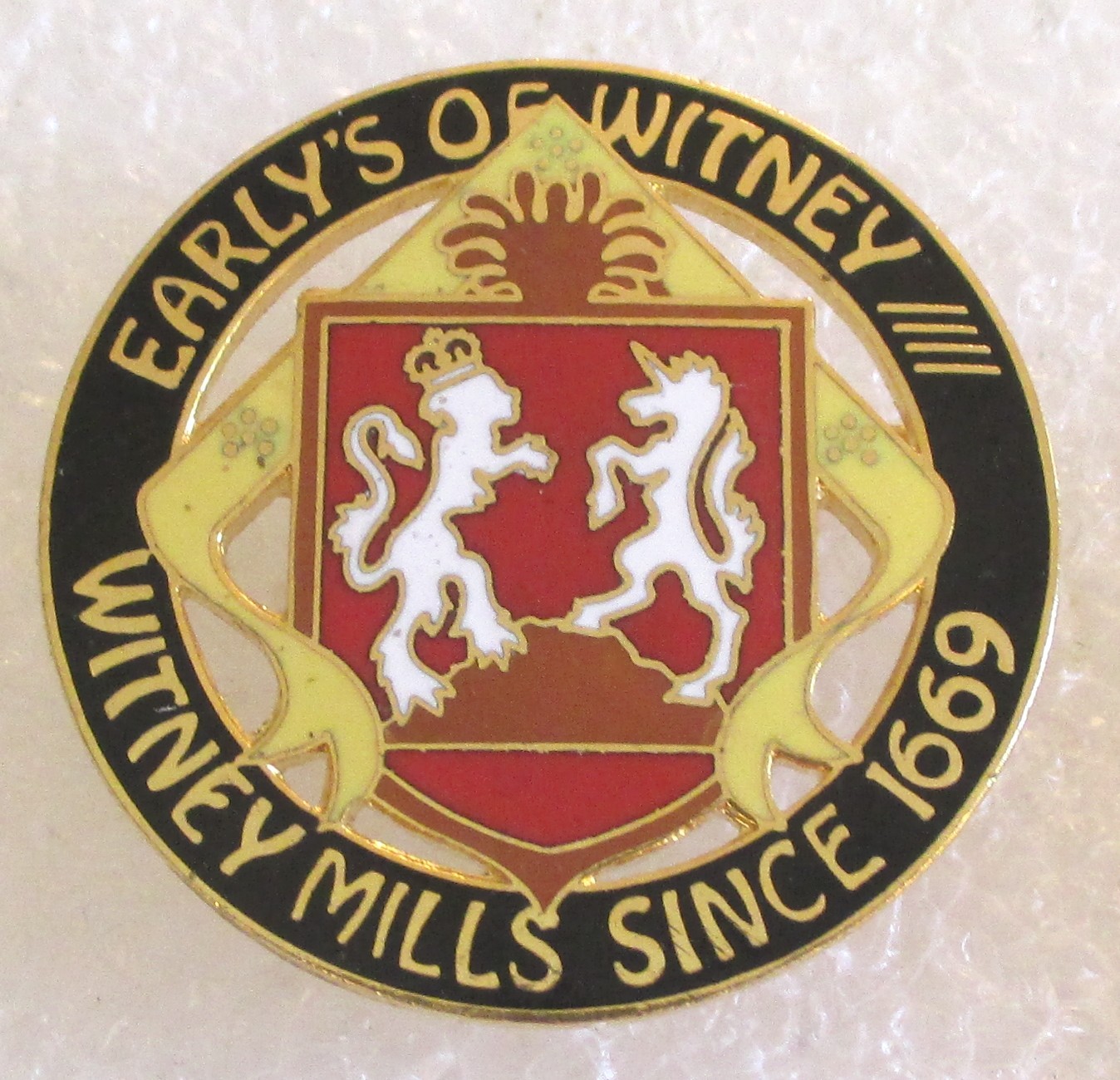 Vintage Early’s Of Witney-Witney Mills Since 1669-Blankets Advertising Pin Badge Vintage Early’s Of Witney-Witney Mills Since 1669-Blankets Advertising Pin Badge