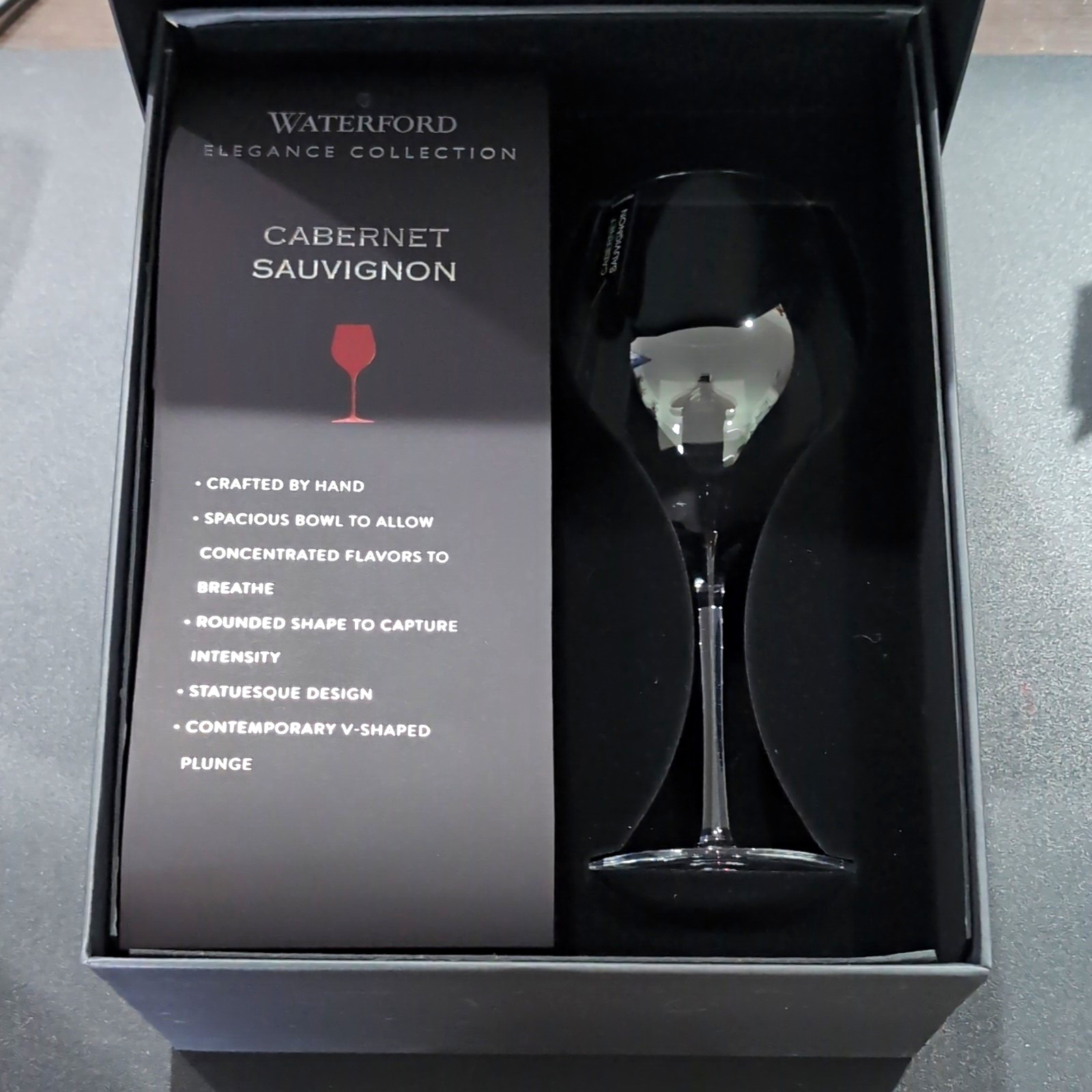 Waterford Elegance Cabernet Sauvignon Crystal Wine Glasses Set of 2 w/Box