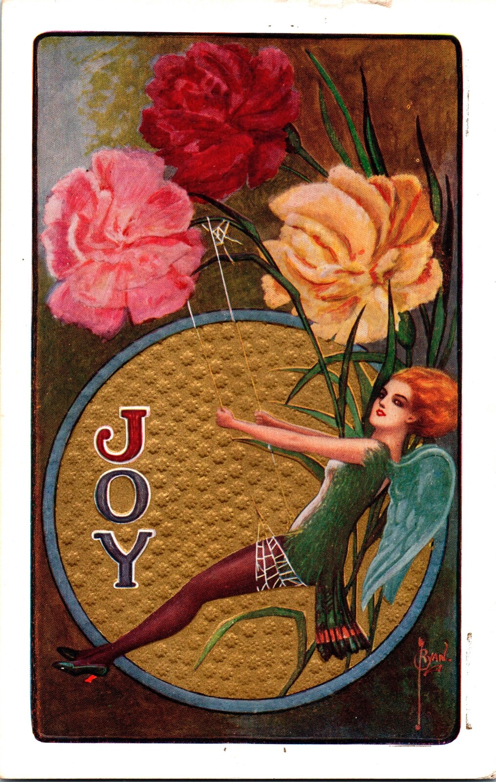 1912 Original C. Ryan Art Nouveau Joy Winsch Back Vintage Postcard EX (RARE) 1912 Original C. Ryan Art Nouveau Joy Winsch Back Vintage Postcard EX (RARE)