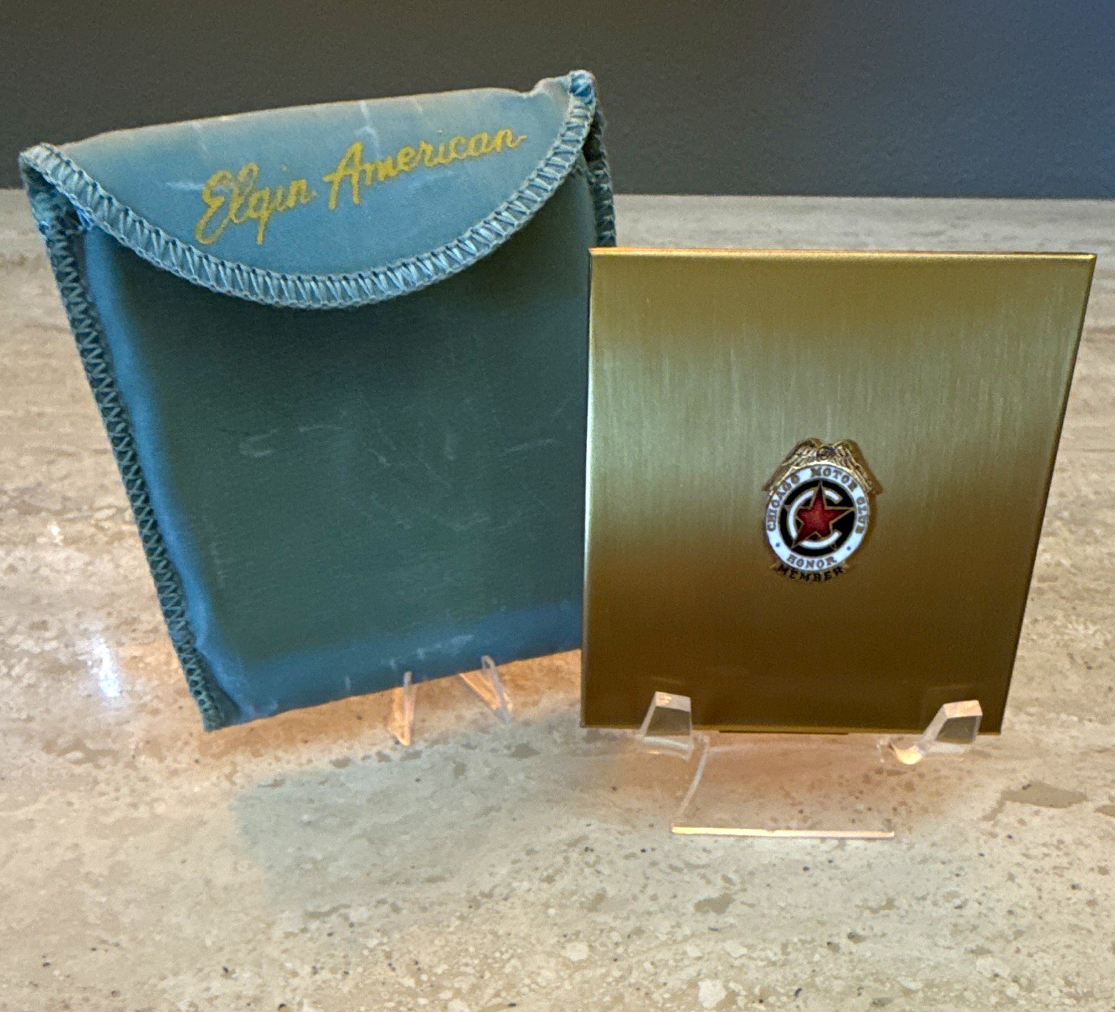 1930’s Elgin American Chicago Motor Club Honor Powder Compact NEW STUNNING