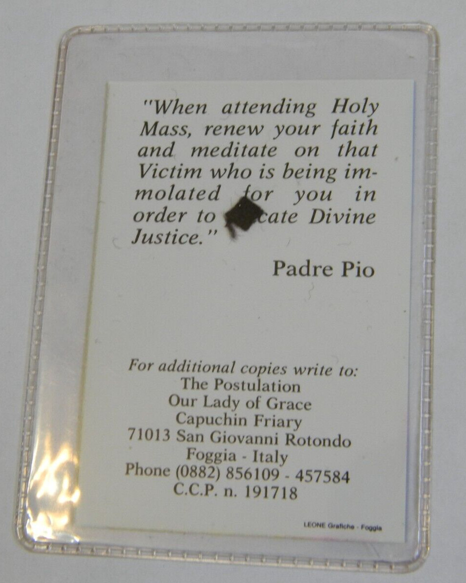 Stigmata St Saint Padre Pio pocket relic Holy Mass card patron of adolescence