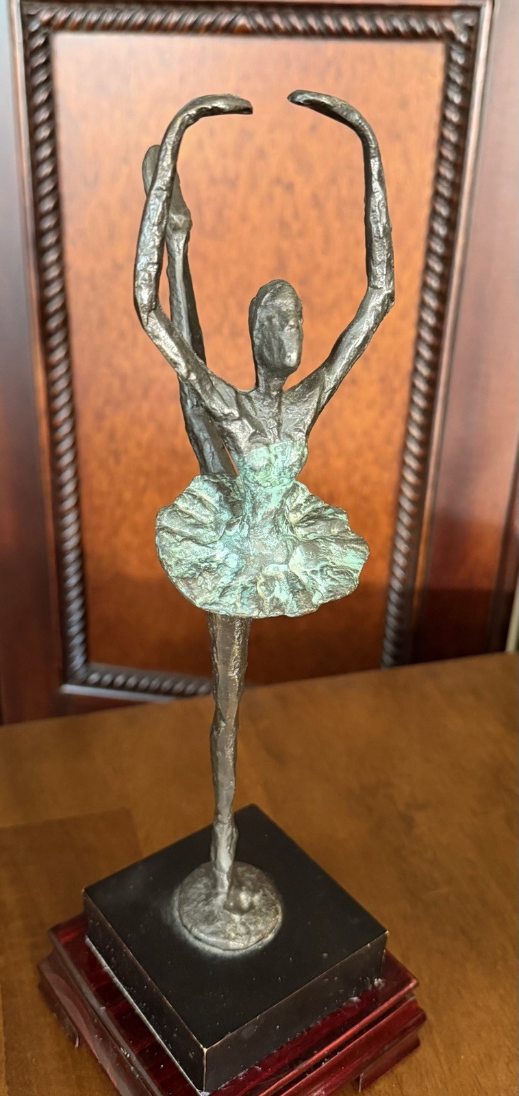 Vintage Ballerina Dancer Sculpture Bronze Finish Verdigris Patina Art Deco Style Vintage Ballerina Dancer Sculpture Bronze Finish Verdigris Patina Art Deco Style