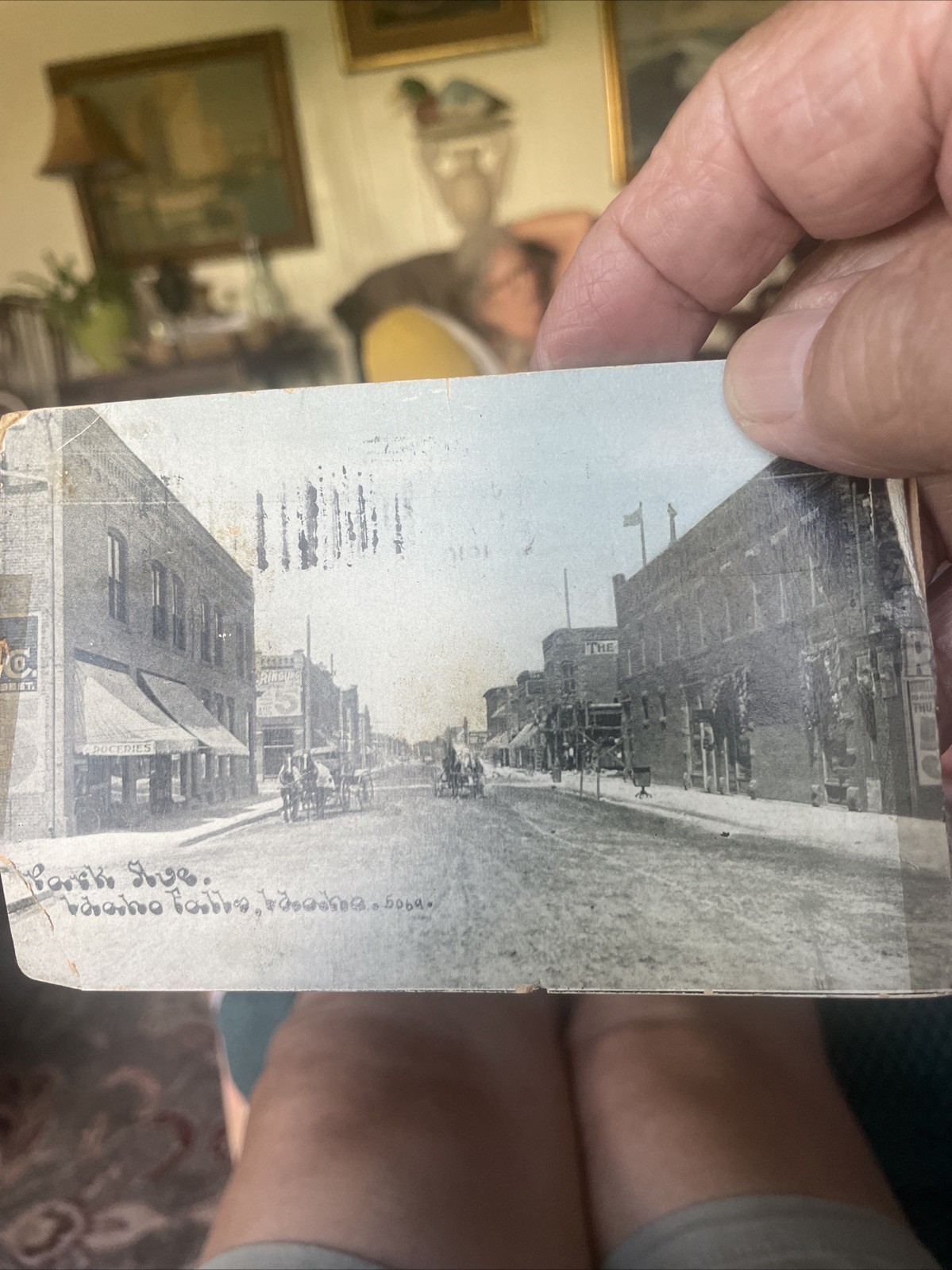 Antique 1910 PARK AVE - IDAHO FALLS, IDAHO street scene postcard