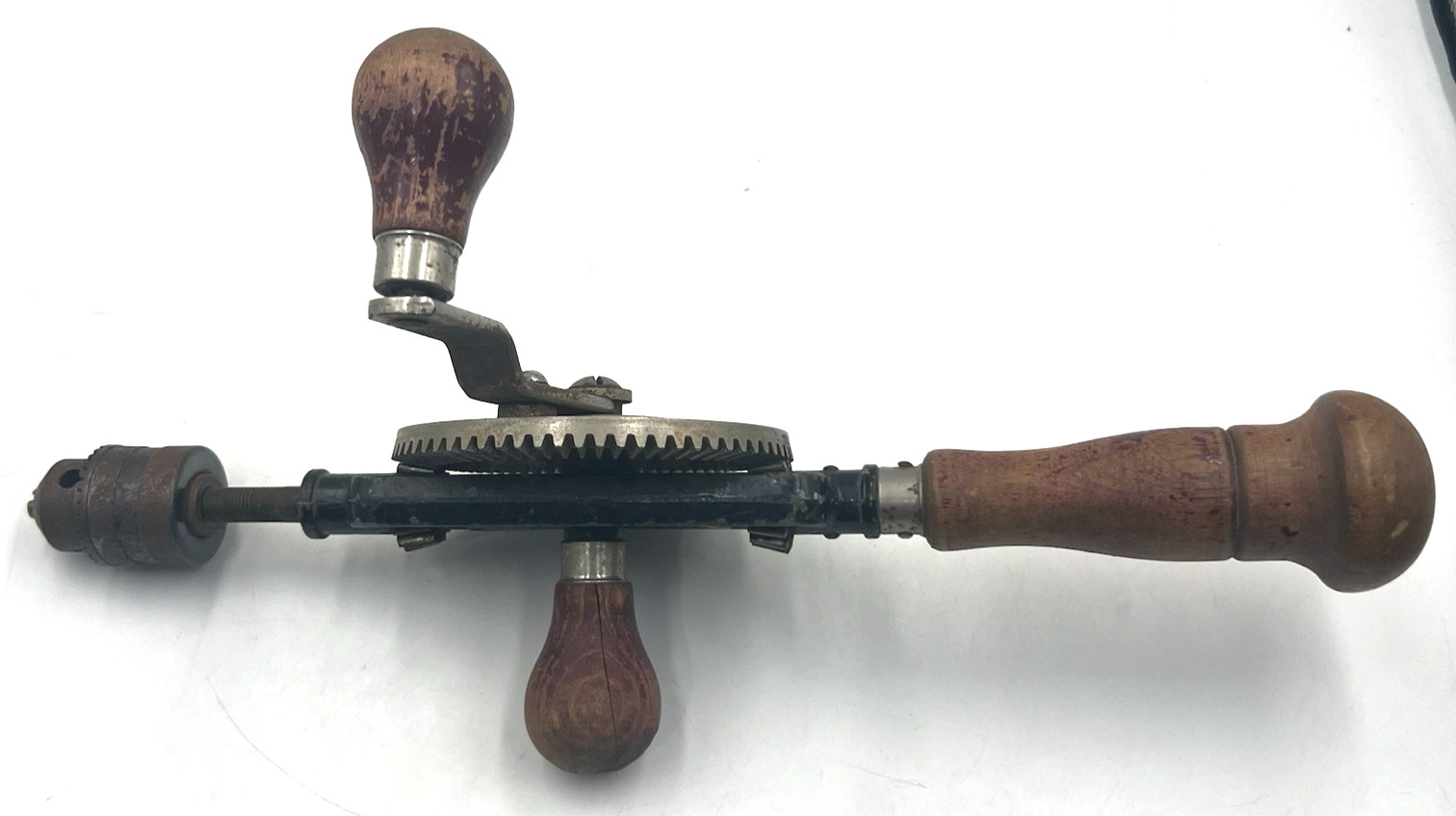 Stanley No 624A Hand Drill Eggbeater Vintage 40s Jacobs Chuck Wood Handle USA Stanley No 624A Hand Drill Eggbeater Vintage 40s Jacobs Chuck Wood Handle USA