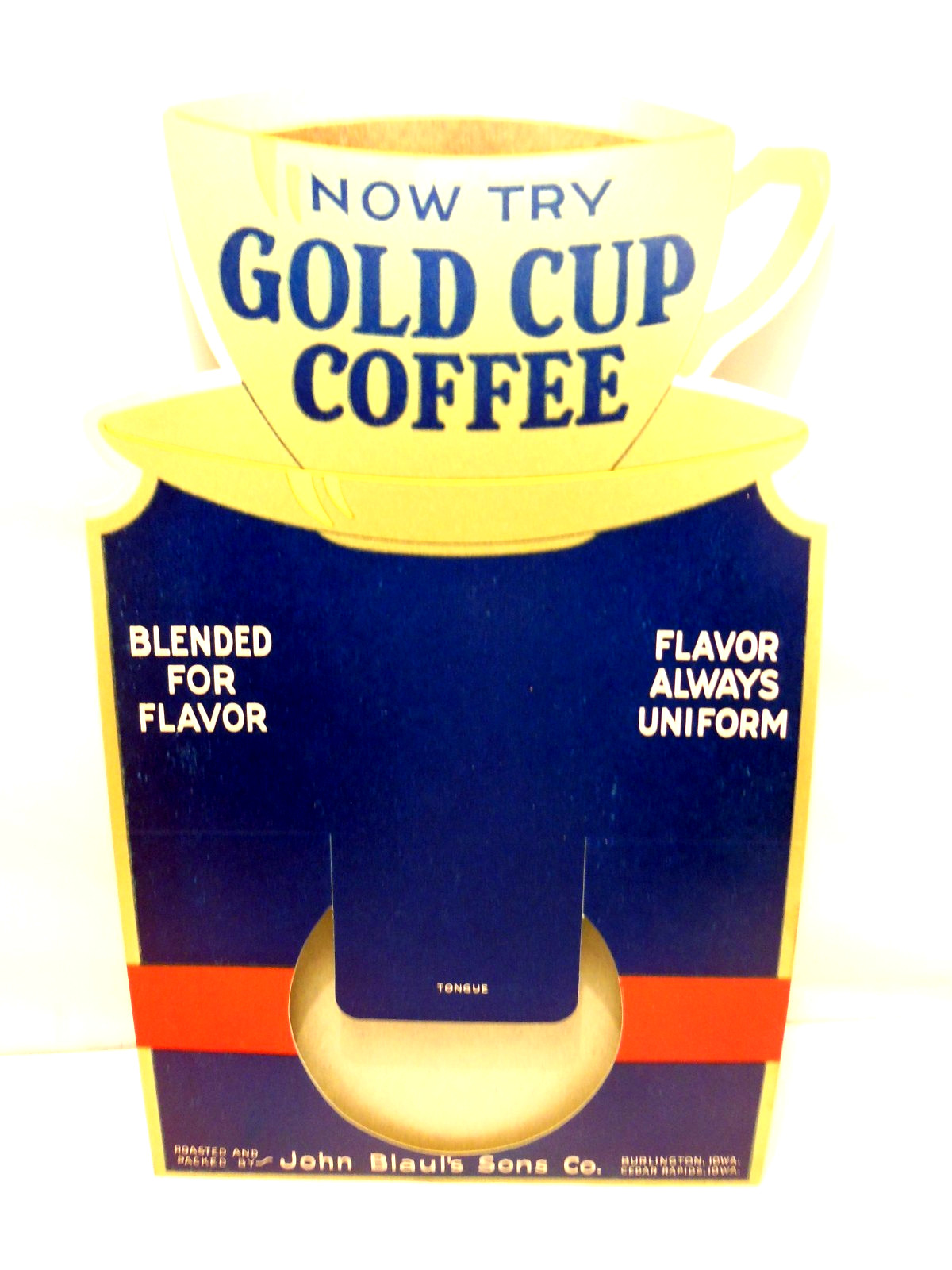 NOS VTG STORE COUNTER DISPLAY ADVERTISING GOLD CUP COFFEE ORIG PACKAGING IOWA NOS VTG STORE COUNTER DISPLAY ADVERTISING GOLD CUP COFFEE ORIG PACKAGING IOWA