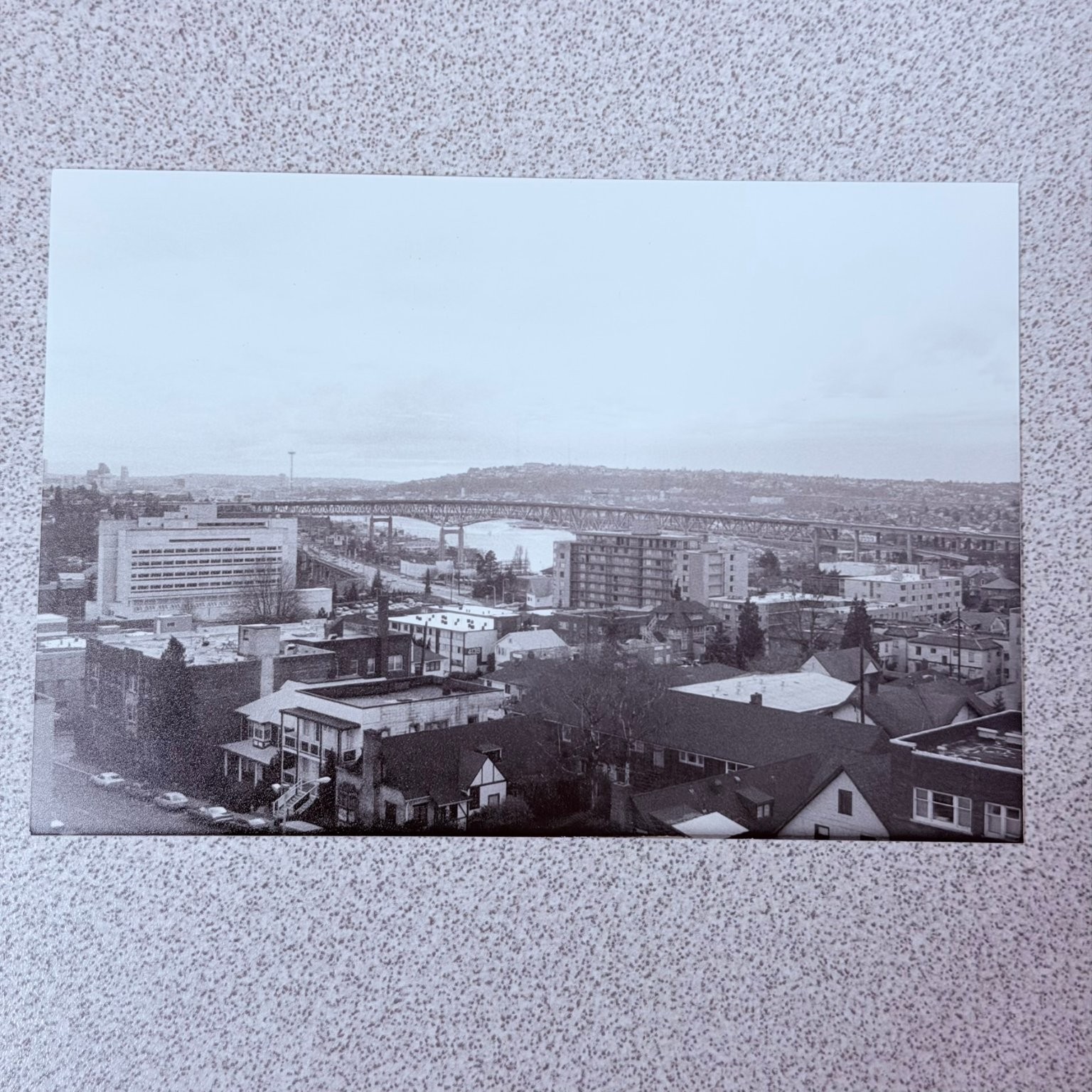 Seattle Cityscape Silver Gelatin Print 1960s Skyline Aurora Bridge Photo