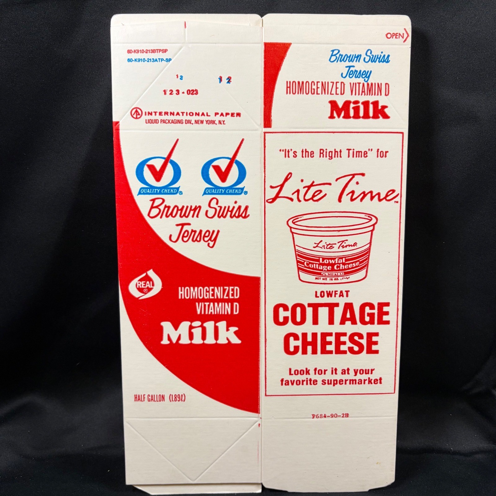 Vintage Brown Swiss Jersey Milk Half Gallon Carton NOS International Paper Co