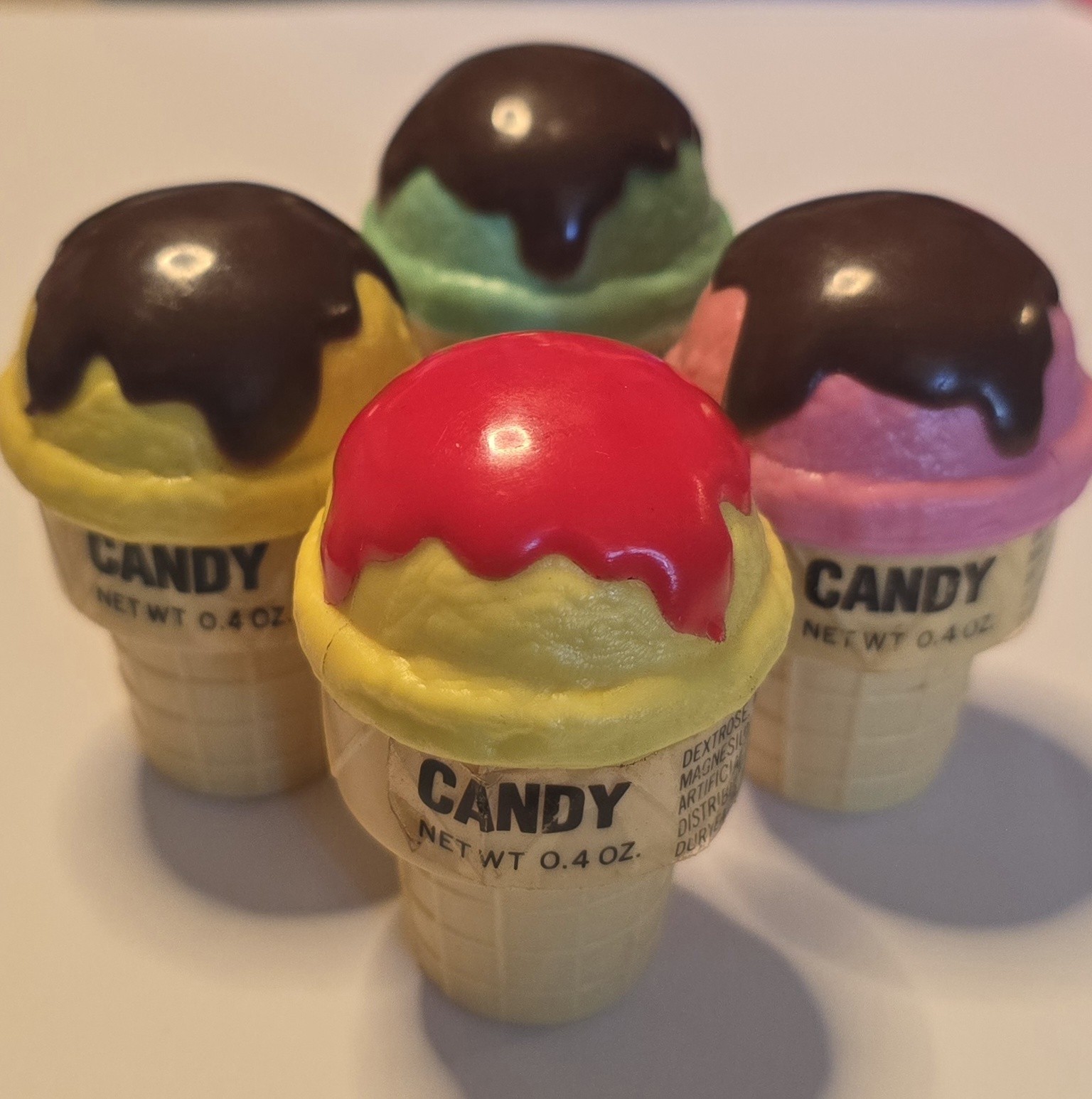 Lot of 4 Vintage 1980s Topps Ice Cream Cone Candy Containers Full Unopened Lot of 4 Vintage 1980s Topps Ice Cream Cone Candy Containers Full Unopened