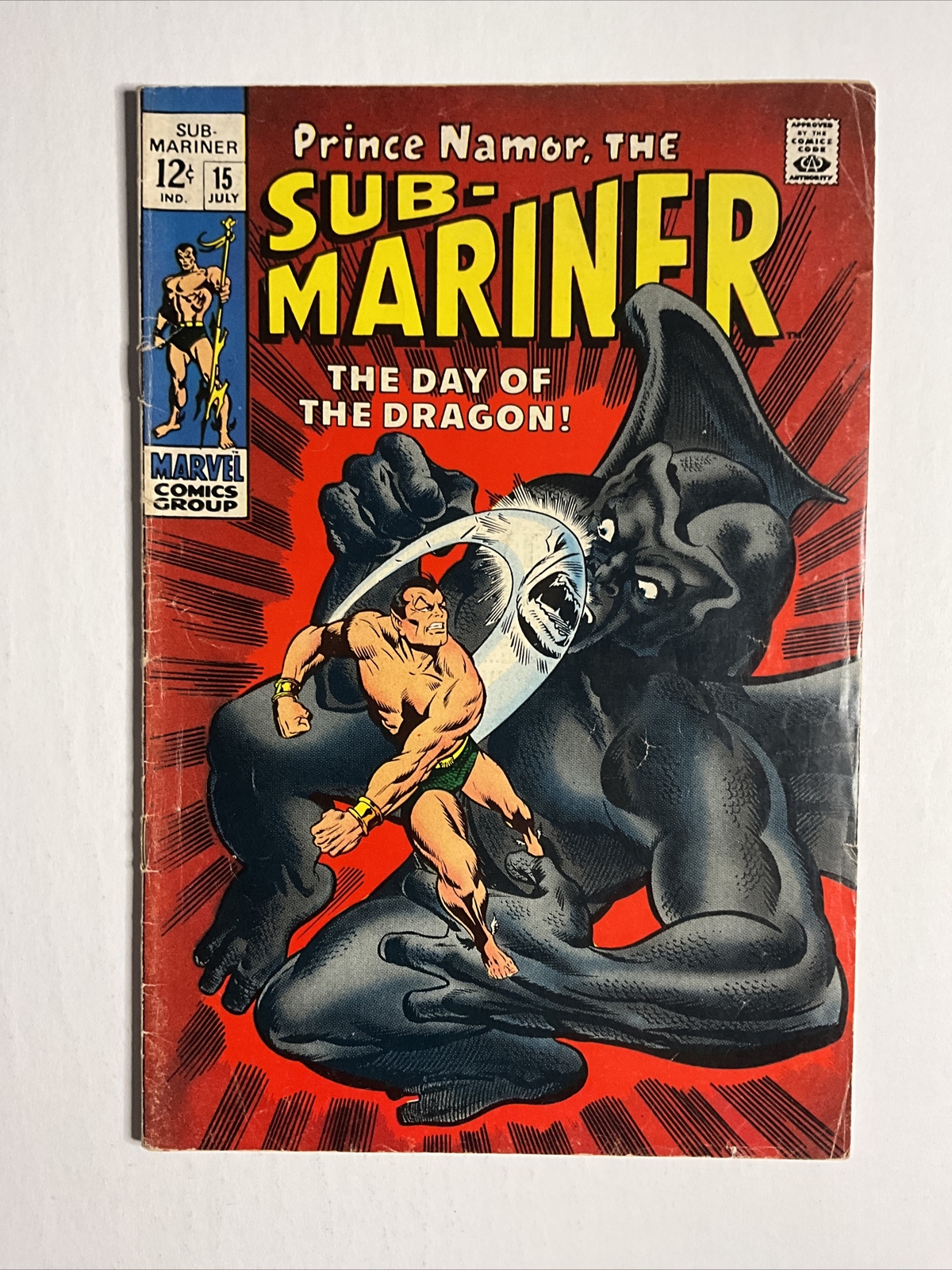 Sub-Mariner #15 (1969) 6.0 FN Silver Age Marvel Comic Book Dragon Man App Sub-Mariner #15 (1969) 6.0 FN Silver Age Marvel Comic Book Dragon Man App
