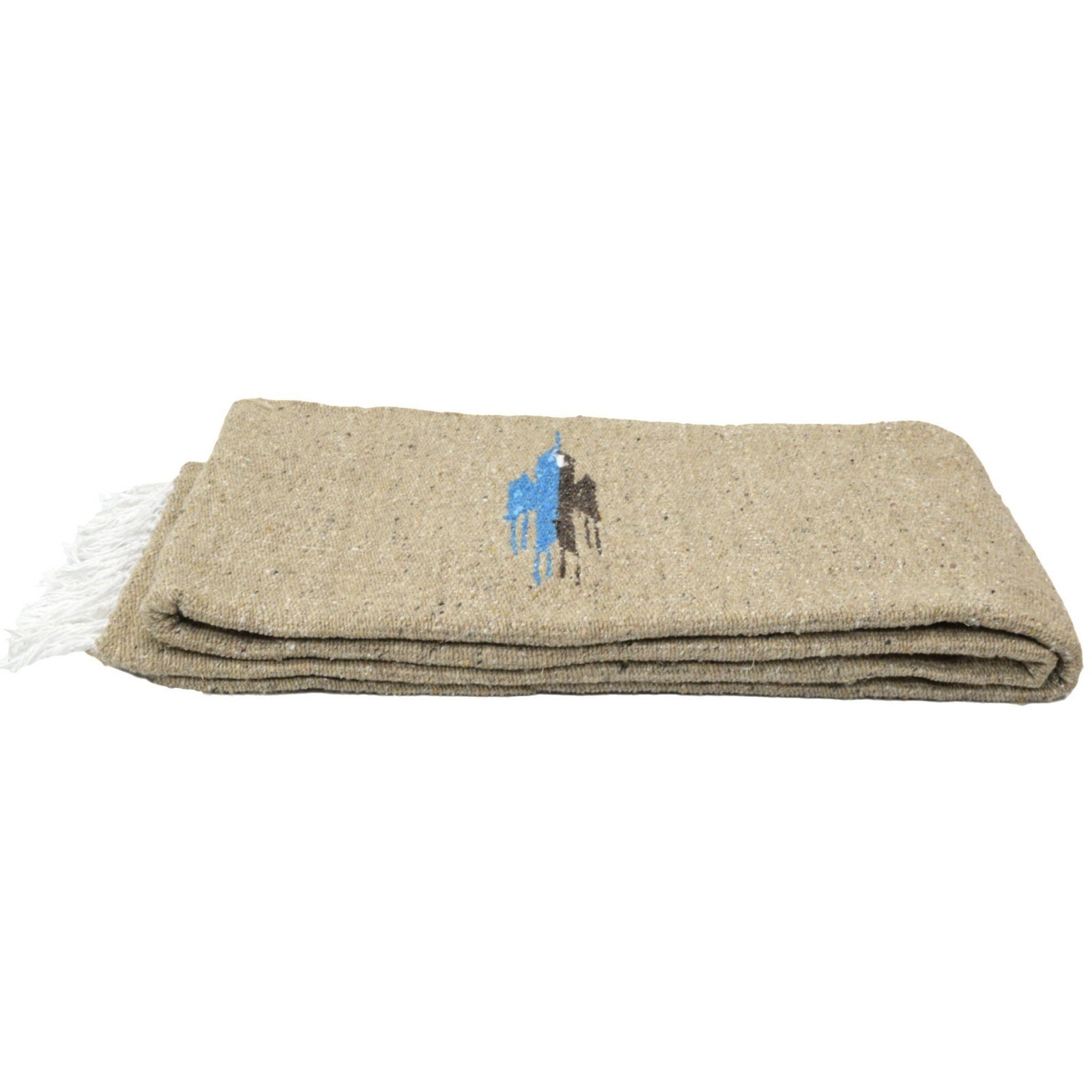 Mexican Yoga Blanket Vintage Style Thunderbird Tan Khaki Brown Serape Falsa Mexican Yoga Blanket Vintage Style Thunderbird Tan Khaki Brown Serape Falsa