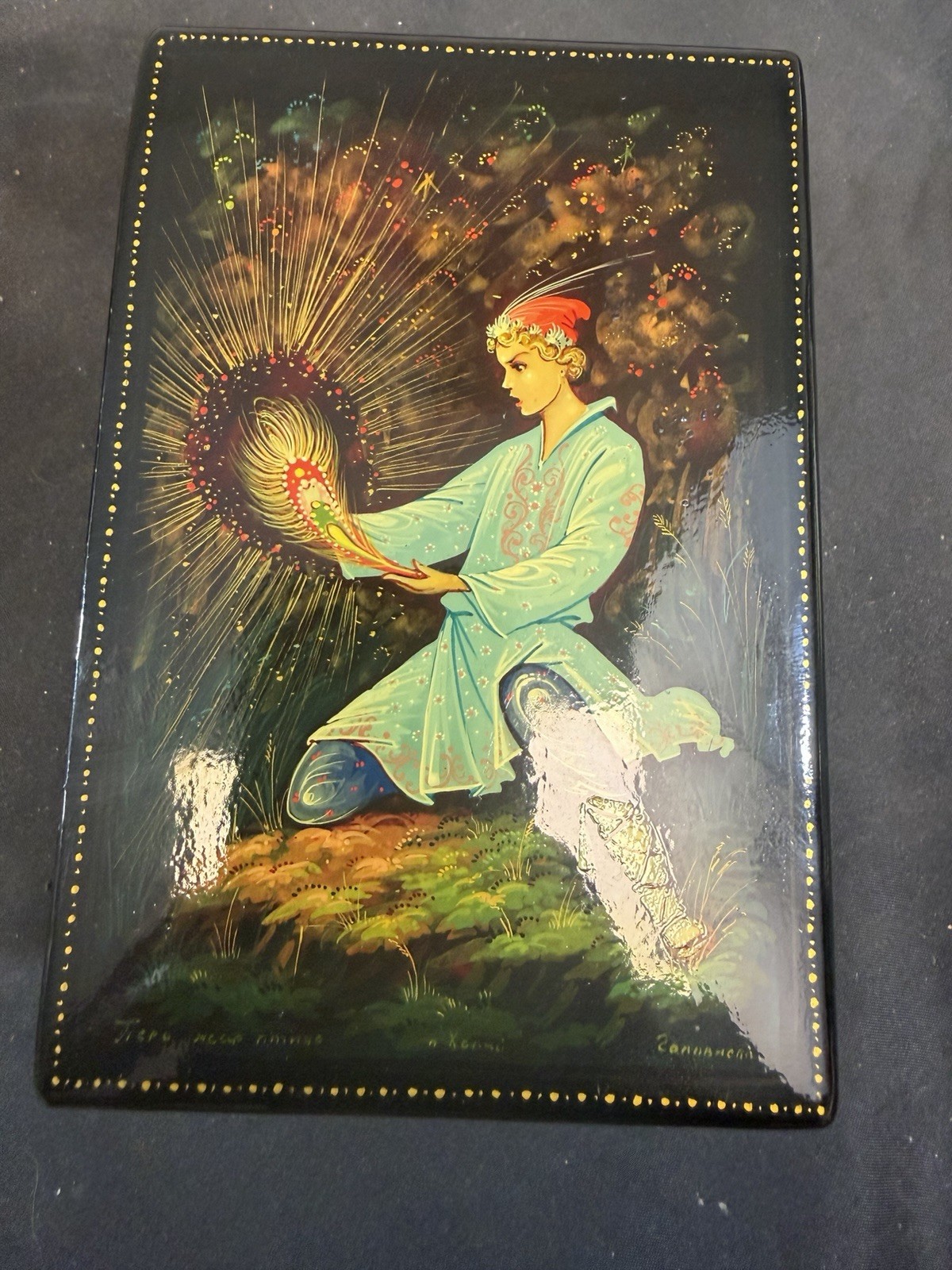 Vintage Palekh Russian Lacquer Art Painted Box Signed With Certificate