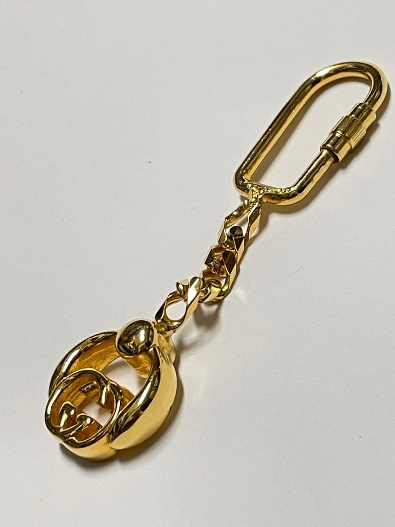 Gucci Interlocking G Charm Keychain Gold Used No Box