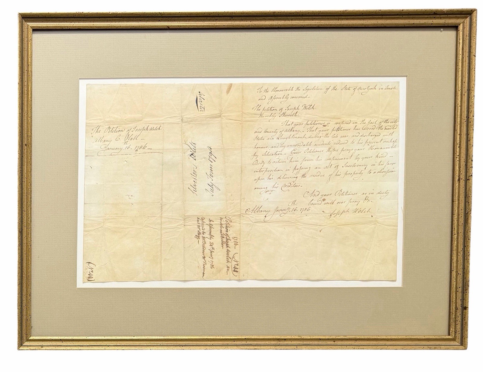 1786 Original Manuscript Letter Albany NY Petition Early American Document