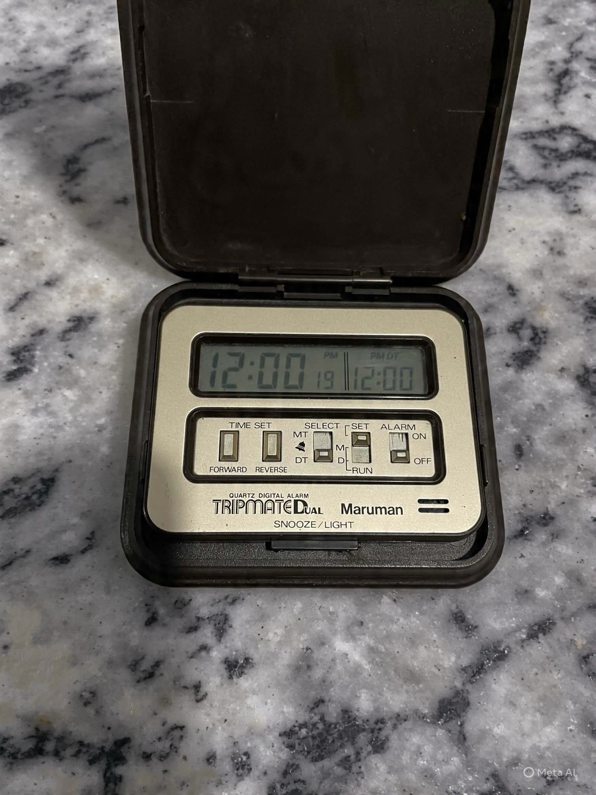 Vtg Ultra Rare Maruman Trip Dual Date Alarm Clock Working