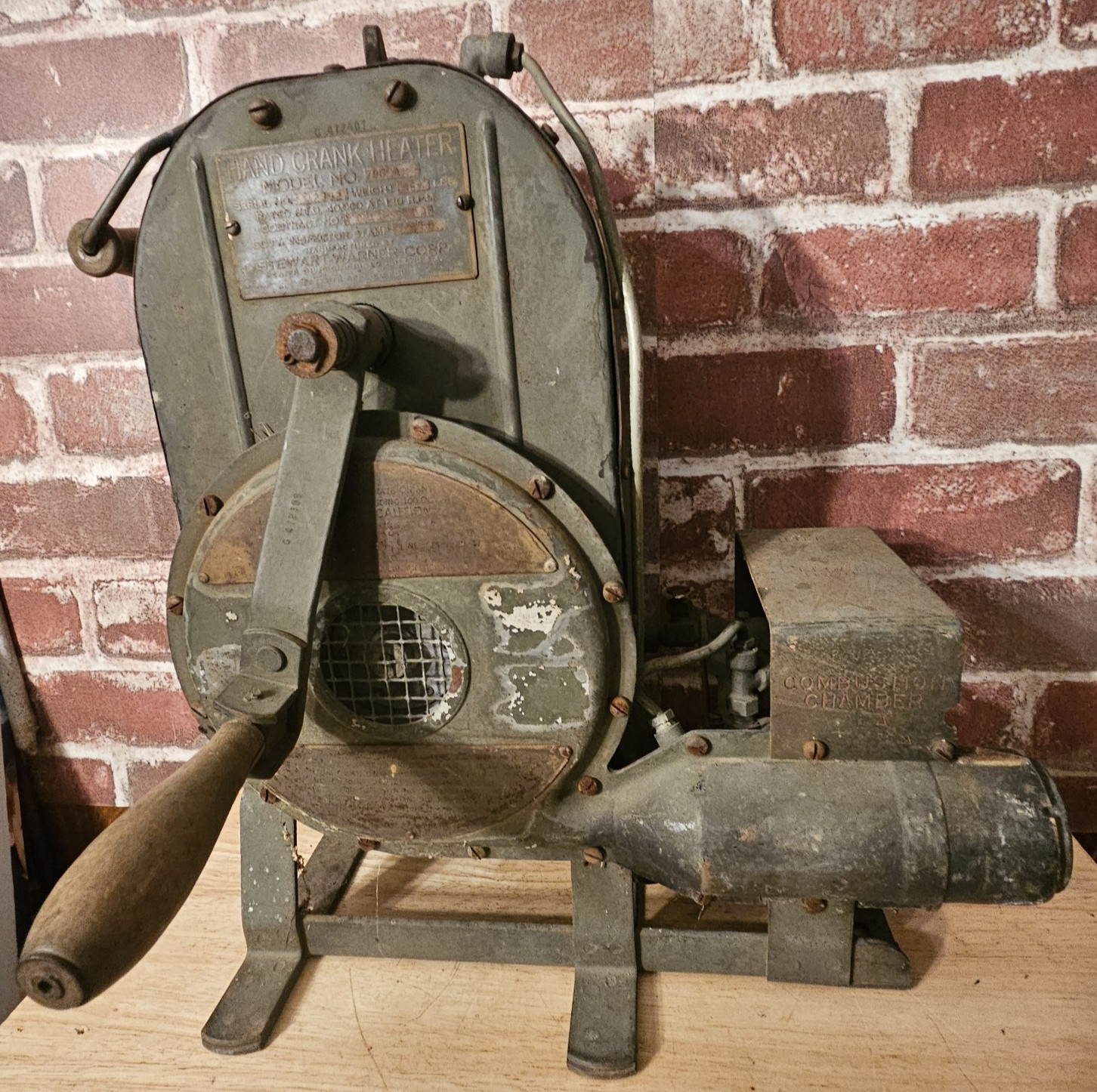 VINTAGE STEWART WARNER MODEL 796 A JEEP WILLYS HAND CRANK HEATER - 1943 MILITARY