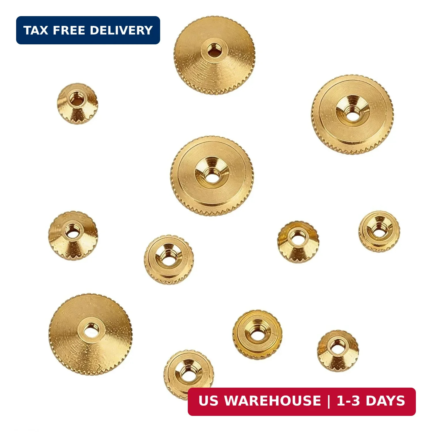 Brass Clock Hand Nut Set - 12 Assorted Replacement Parts for Wall & Mantel Clock
