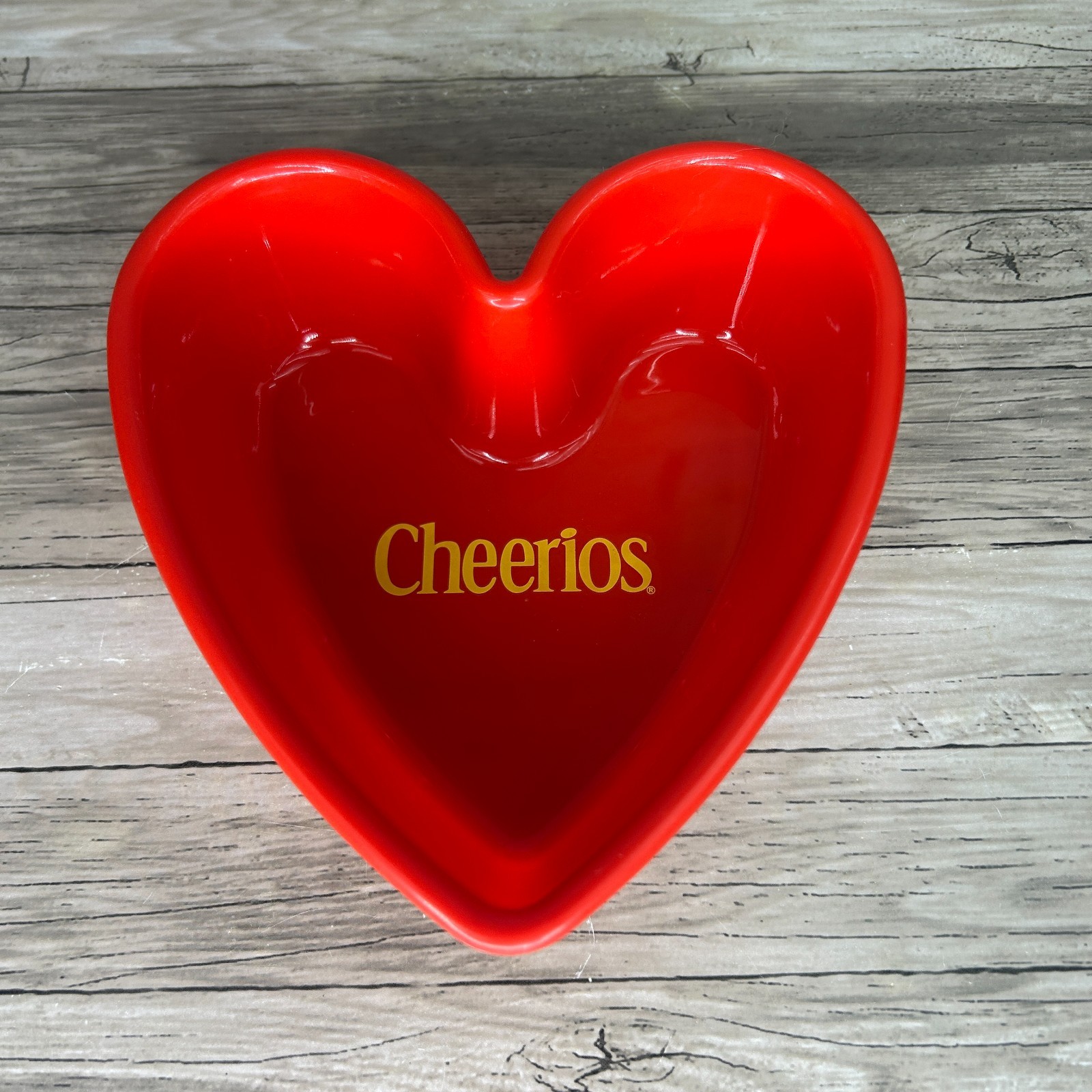 Vintage Cheerios Cereal Bowl Heart Shaped General Mills Red Plastic Valentine