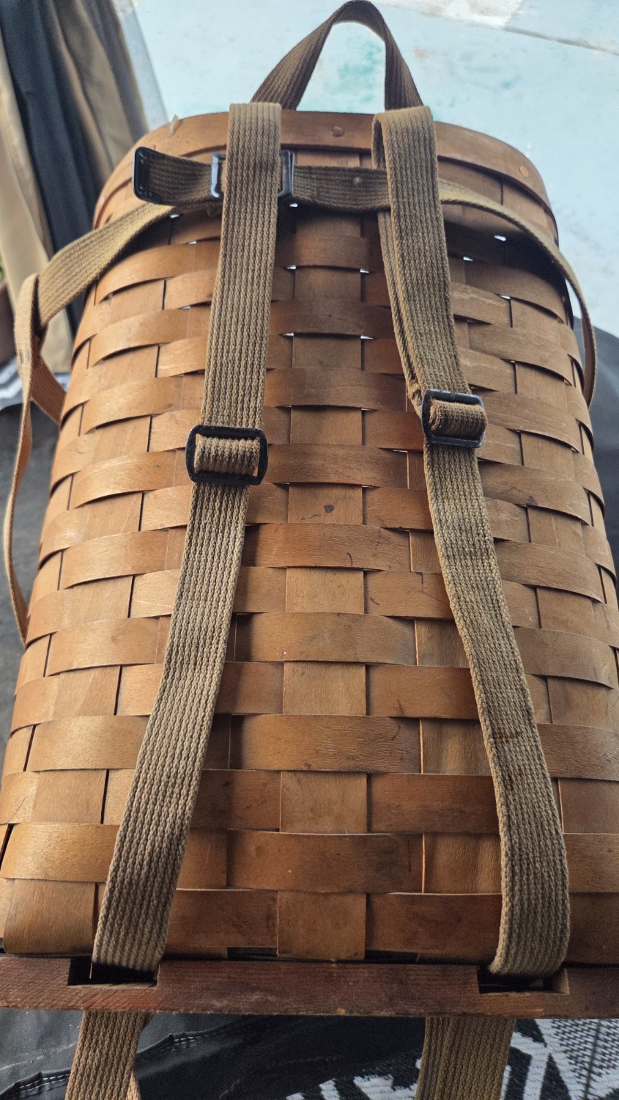 Antique Wooden Trapper Basket Backpack/Woven Large Hunting Fishing Orig. Straps Antique Wooden Trapper Basket Backpack/Woven Large Hunting Fishing Orig. Straps