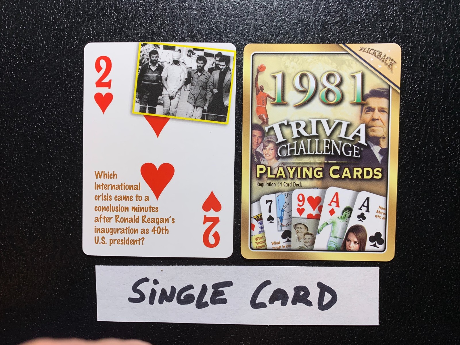 swap playing card    IRAN HOSTAGE CRISIS     1981 Trivia Challenge   SINGLE CARD