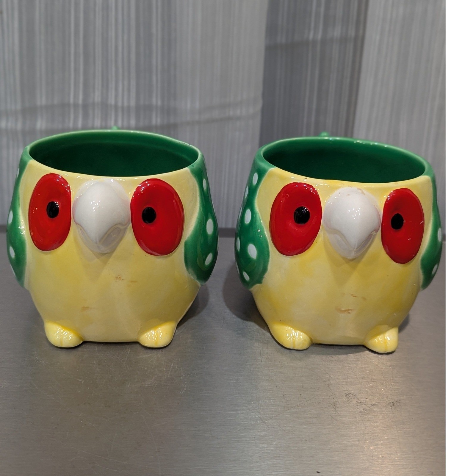 Fitz and Floyd Vintage 1979 Caribbean Parrot Mugs Set of 2 Yellow Green FITCAPA Fitz and Floyd Vintage 1979 Caribbean Parrot Mugs Set of 2 Yellow Green FITCAPA