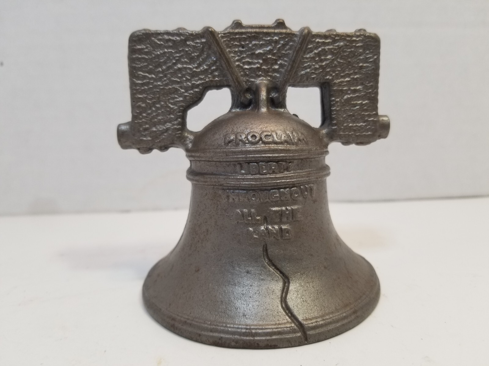 Vintage Cast Iron Liberty Bell Bank 3 1/2